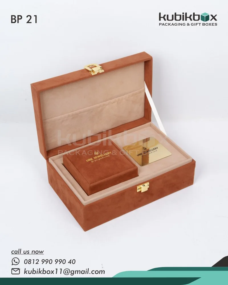 BP21 Box Perhiasan Suede UBE Jewellery